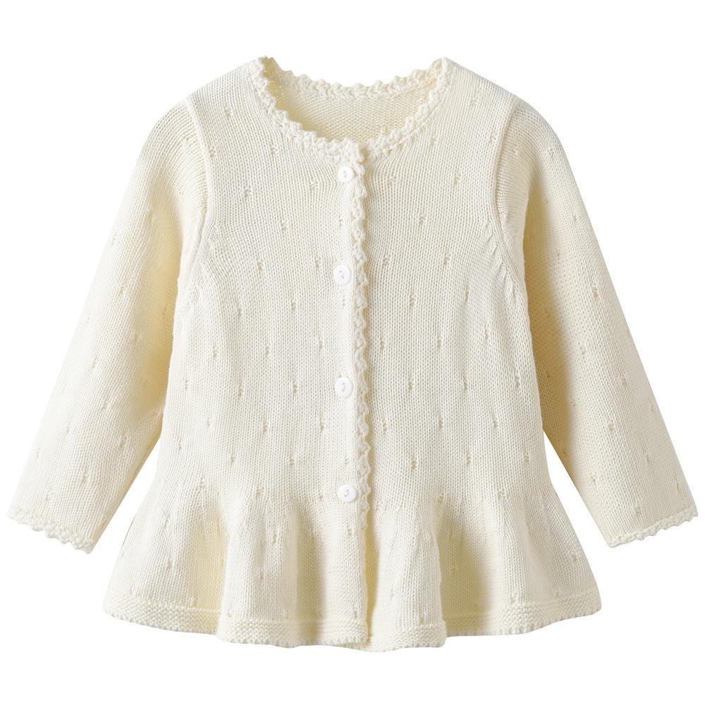 Spring and Autumn Infant Cotton Princess Baby Top Dress Sweater Coat Fashionable All-match Girl Knitted Cardigan