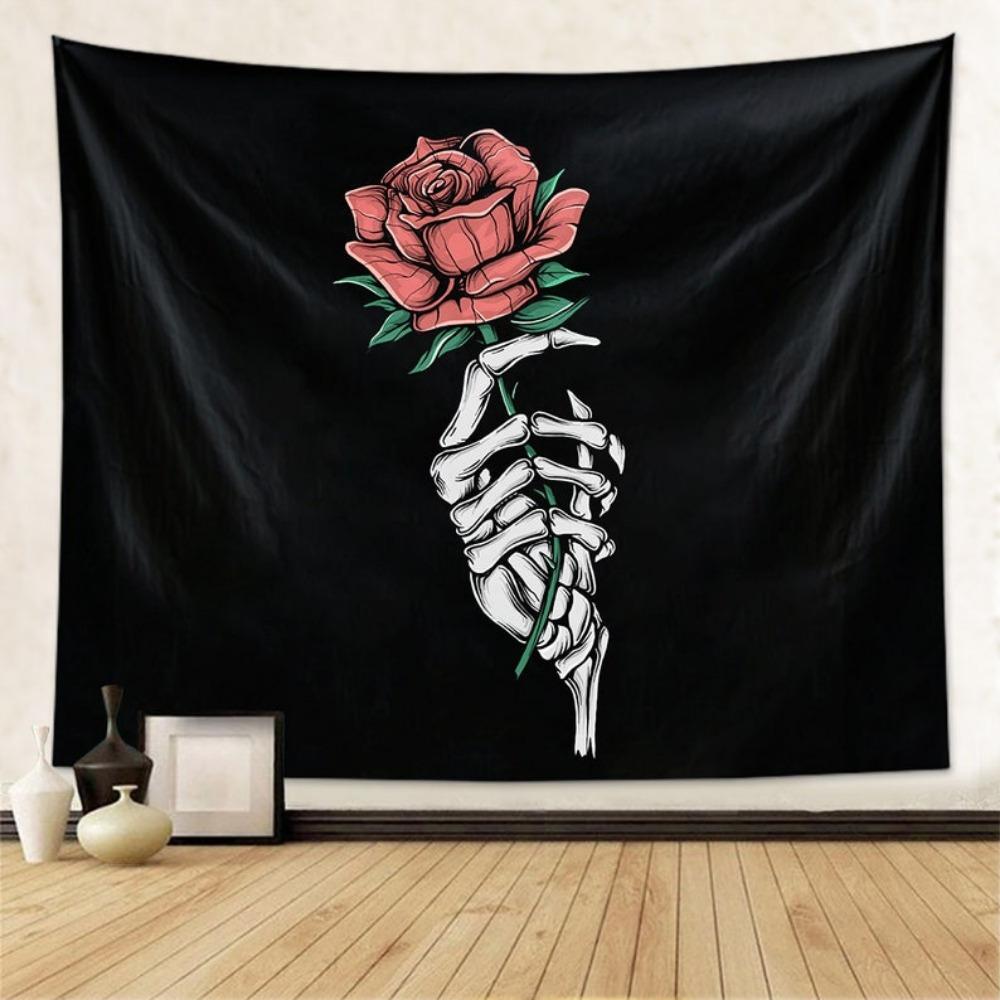 Rose And Feather Tapestry - Elegant Wall Hanging For Home Decor, Perfect Gift For Those Who Love Nature And Artistic Designs