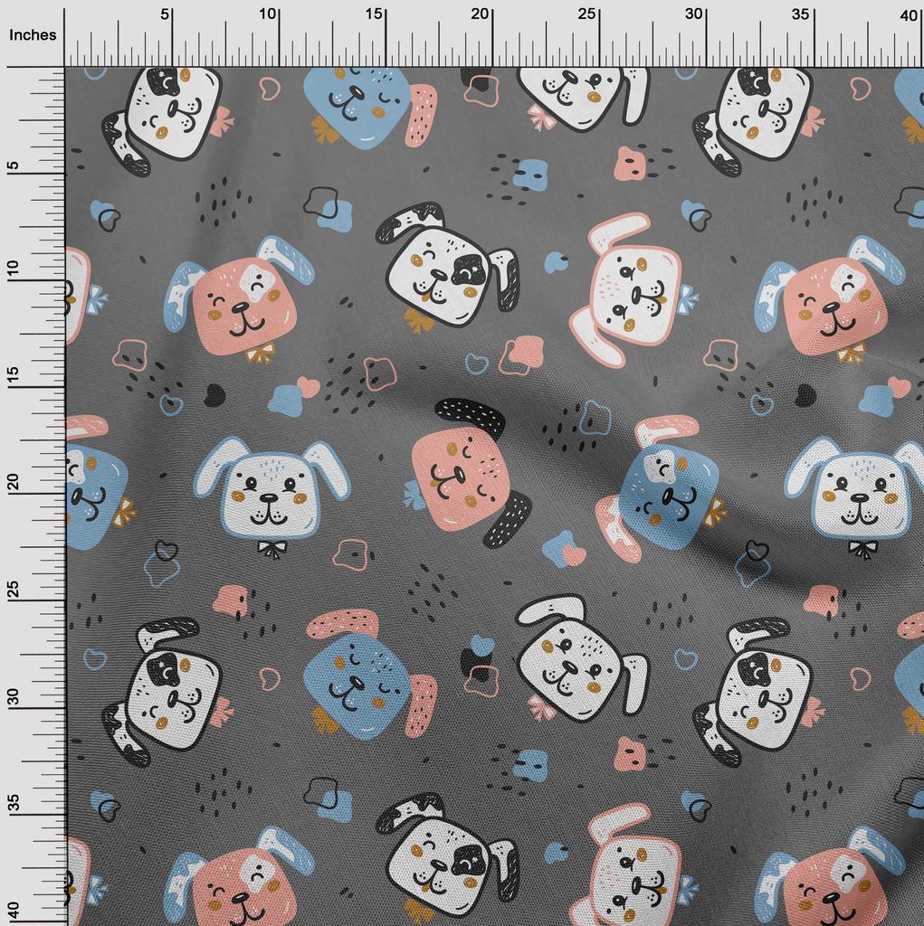 oneOone Cotton Flex Gray Fabric Kawai Craft Projects Decor Fabric Printed By The Yard 40 Inch