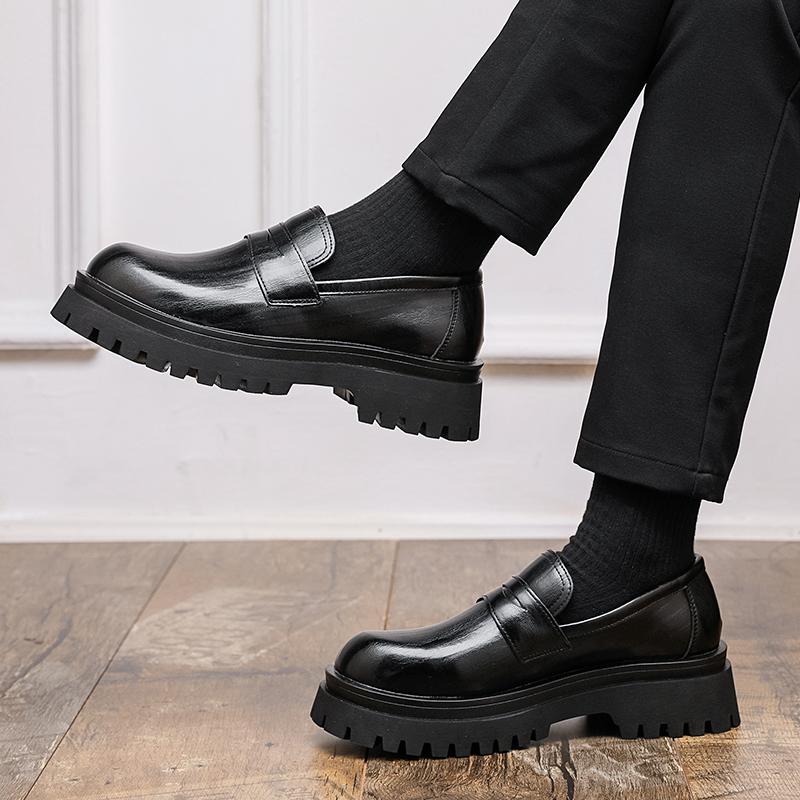 Men's Thick Soled Loafers Retro Designer Casual Style Office or Busines 38-46 Outdoor Autumn and Winter Leather Shoes Young