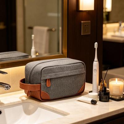 Men's Large Travel Canvas Wash Bag - Portable, Solid Color Cosmetic & Toiletry Storage