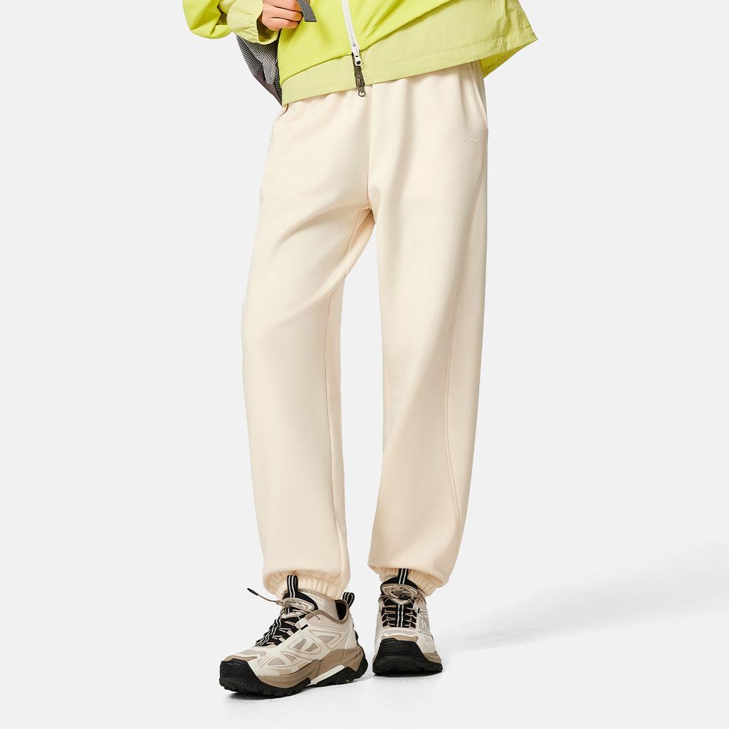Li Ning Fitness Series Simple Training Anti-Static Antibacterial Far Infrared Thickened Warm Casual Knitted Sports Pants Women Pants AKLVC22-1