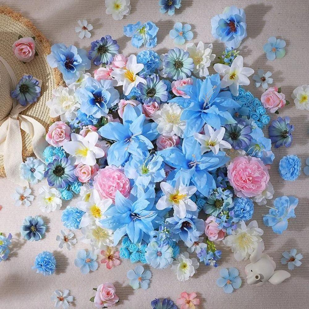 20/52Pcs Artificial Flowers Silk Fake Flowers for Home Decor DIY Craft Gifts Accessories Bride Wedding Decor Photography Props
