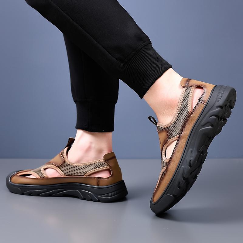 Fashion Fashionable Men's Roman Flying Woven Hollow Outdoor Casual Toe Sandals New Summer Style Men Breathable Water Wading Beach Shoes