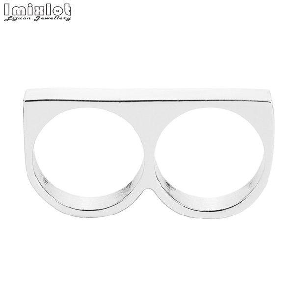 

L1 PC Double Knuckle Punk Ring Hip Hop Two Finger Hyperbole Knuckle Unique Gift for Men срібний