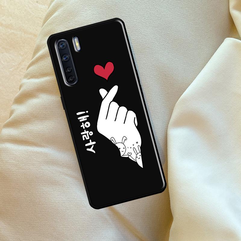 Чехол Kpop Пальцевое Сердце для Oppo A6 A5 Pro A15 A57 A17 A54 A74 A94 A76 A16 A96 A40 A60 A80 A18 A38 A58 A78 A98 OPPO A40 A40m
