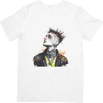 Punk Rocková Hudba Unisex Střih pro Muže a Ženy Kvalitní Bavlněné Tričko Bílé.