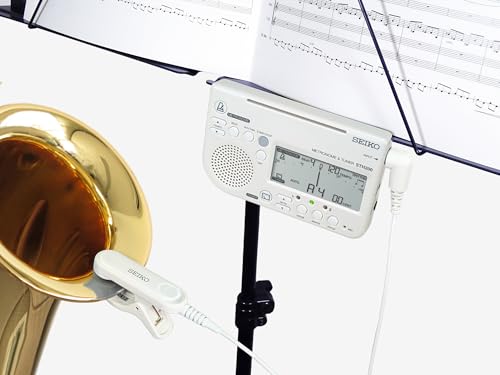 Seiko Metronome and Tuner Set STH200WHSP White Pickup Microphone Special Pack