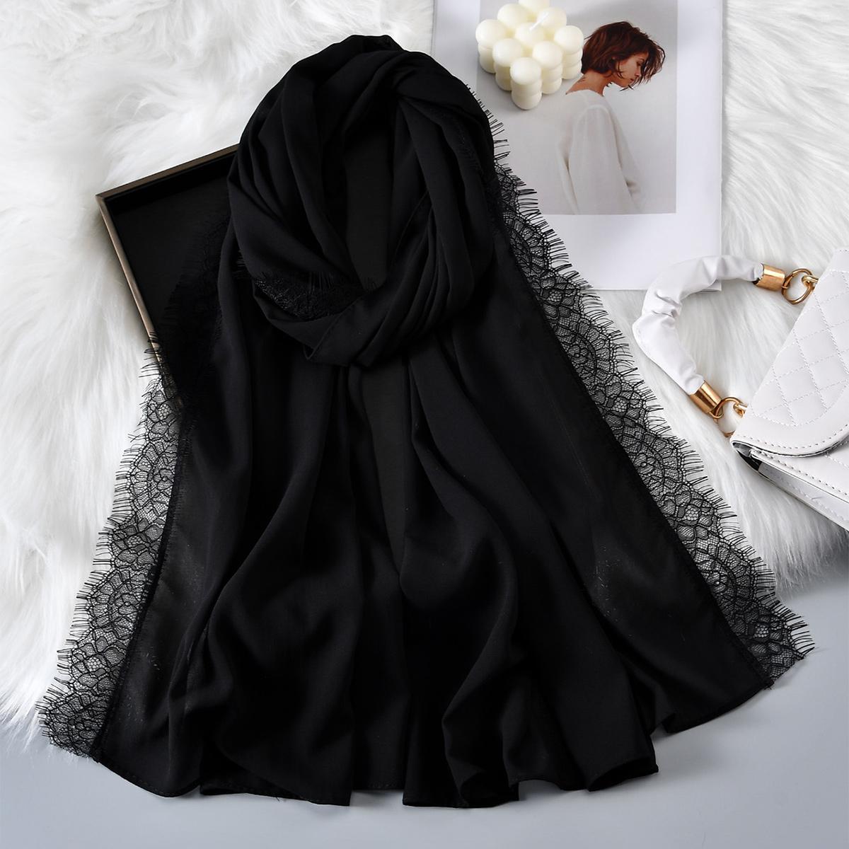 

Premium Lace Chiffon Hijab Scarf For Women Muslim Hijab Shawl Plain Elegant Headband Scarves Headscarf African Turban Ramadan