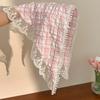 2026 Pastoral Style Lace Triangle Scarf Headband - Sweet Temperament Retro Plaid Ribbon Accessory.
