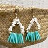 1Pair Bohemian Turquoise Earrings Geometric Acrylic Coral Shaped Earrings For Womens Trendy Jewelry Gift