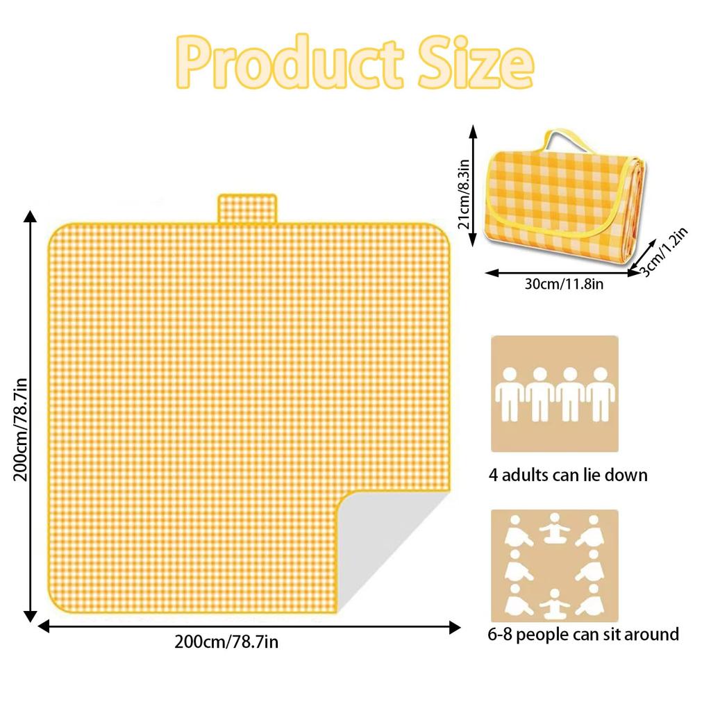 Picnic Blanket Waterproof Beach Rug Washable Lightweight with Handle Red Checkered for Hiking Traveling Outdoor Camping,Parks