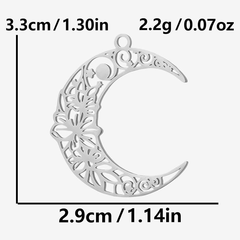 6pcs Steel Color Assorted Pendant Filligree Moon Sun Doji Charm Stainless Steel Charms For Jewelry Making Bracelets DIY Keychain