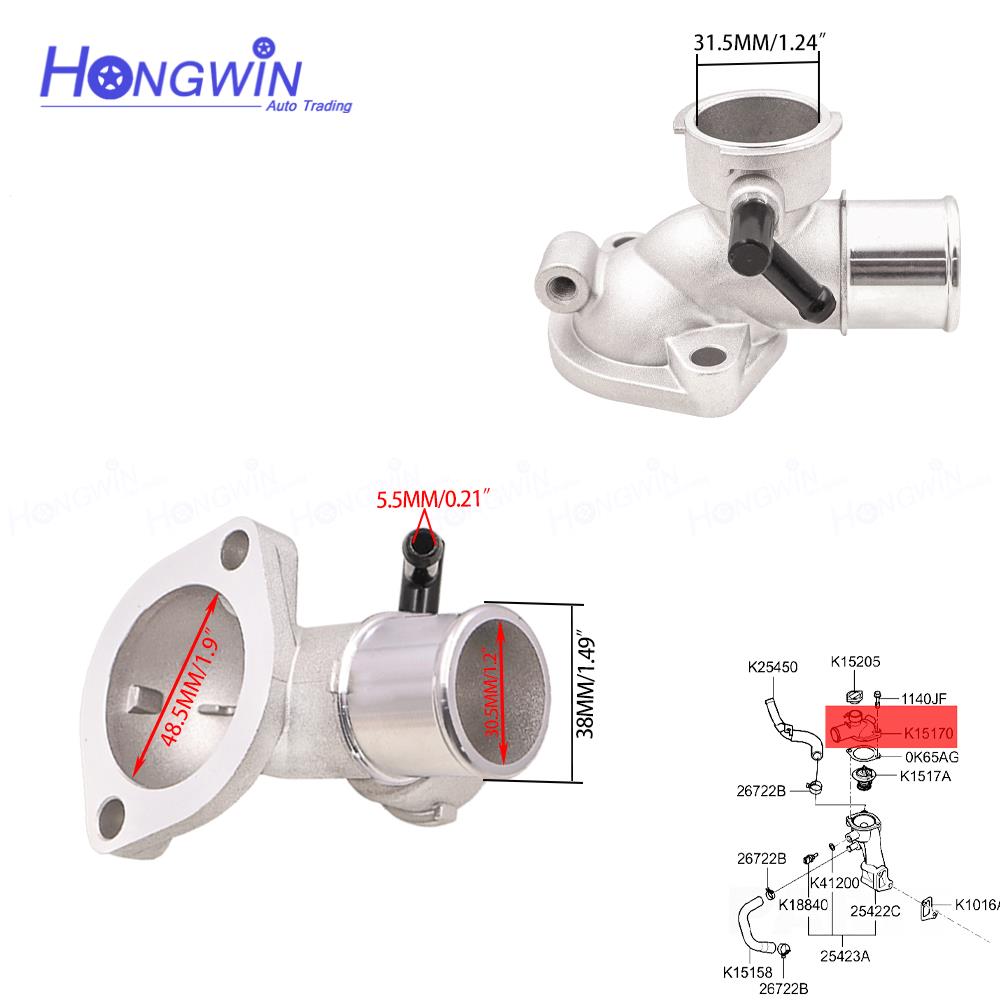25560-4X110 255604X110 25560 4X110 Brand New Auto part Aluminum Coolant Thermostat Housing & Cap For Hyundai Terracan 2001-2006