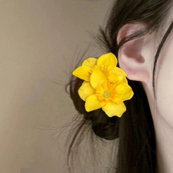 Women Hair Clips Large Dual Flower Decor Side Hair Pins No Hair Damage Hairpins Plastic Hair Accessory