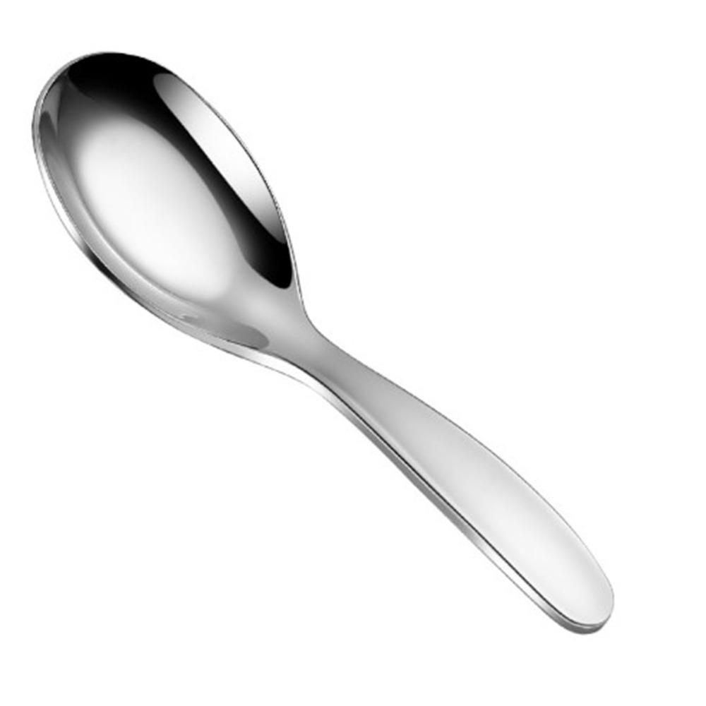 316 Steel Porridge Spoon Smooth Integrated Molding Daily Dining Spoon Round Edge Thickened Tableware Dining Use серебряный