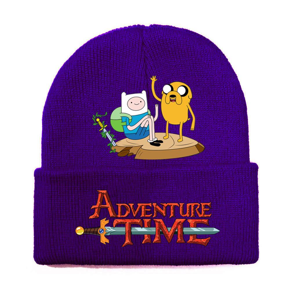 Adventure Time Cartoon Print Acrylic Knit Hat Winter Warm Unisex Beanie For Adults Teens