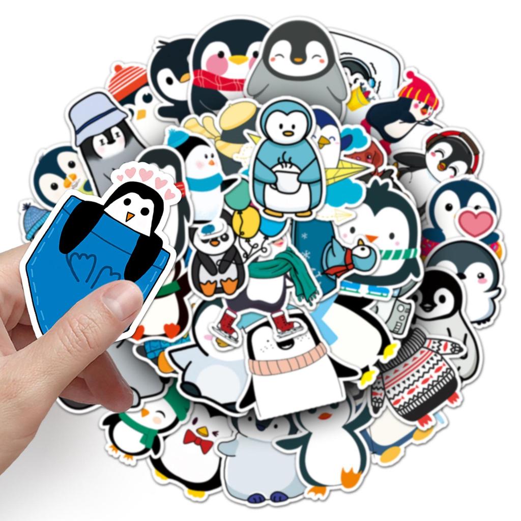50 Cute Penguin Graffiti Stickers - Cartoon Animals for DIY, Skateboards, Phones, Luggage - Waterproof