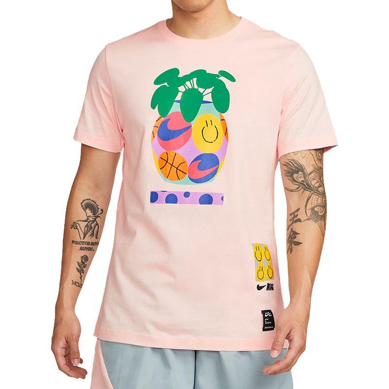 Nike T Shirts Men's Pink Crew Neck Moderate Straight Fit DQ1886-610