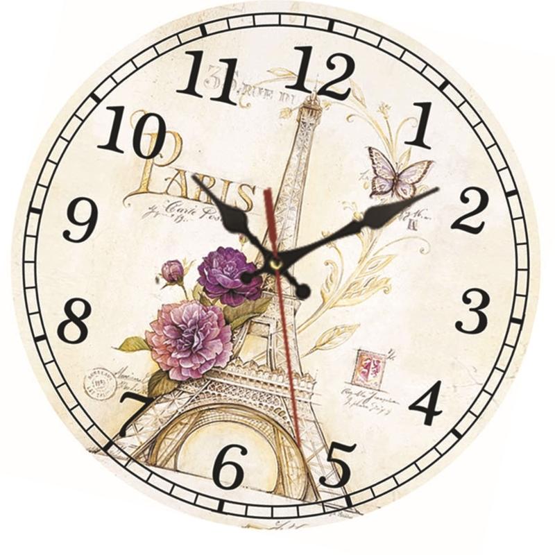 Vintages European Styles Round Wall Clock Silents Movement Home Decoration
