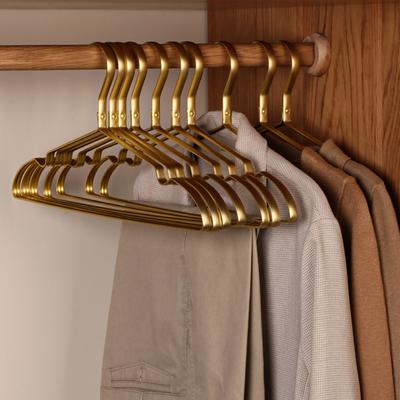 10pcs Matte Gold Hanger Clothes Horse  Aluminum Alloy Drying Rack Anti -slip Dress Towel Hangers Wardrobe Space Saver Organizer