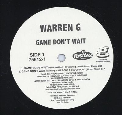 12-Zoll-Schallplatte WARREN G Game Dont Wait Remix 756121 Restless Record 1999 US Rap HipHopRB Gebraucht