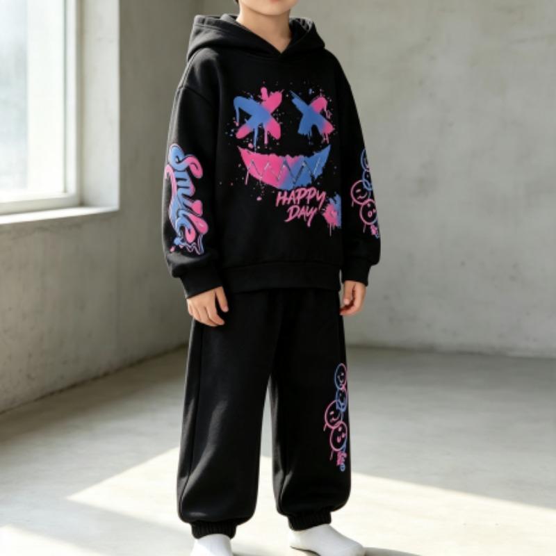 Fashion Smile Graffiti Letter Happy Day Print Kids Hoodie Street Hip Hop Hoody Fashion Hoodies Vintage Boy's Girl Clothes