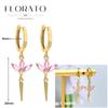 Luxurious Geometry 925 Silver Ear Needle Pink Series Zircon Pendant Hoop Earrings Sweet Fashion Wedding Jewelry Gifts