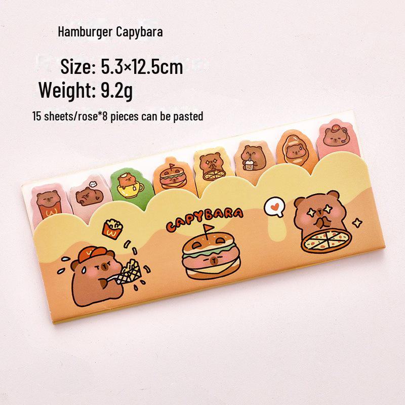 Cartoon Capybara Sticky Notes for Students - Cute Index Marker Stickers