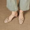Krazing Pot Sheep Skin Med Heels European Design Summer Size 40 Round Toe Circle Buckle Straps Women Pumps