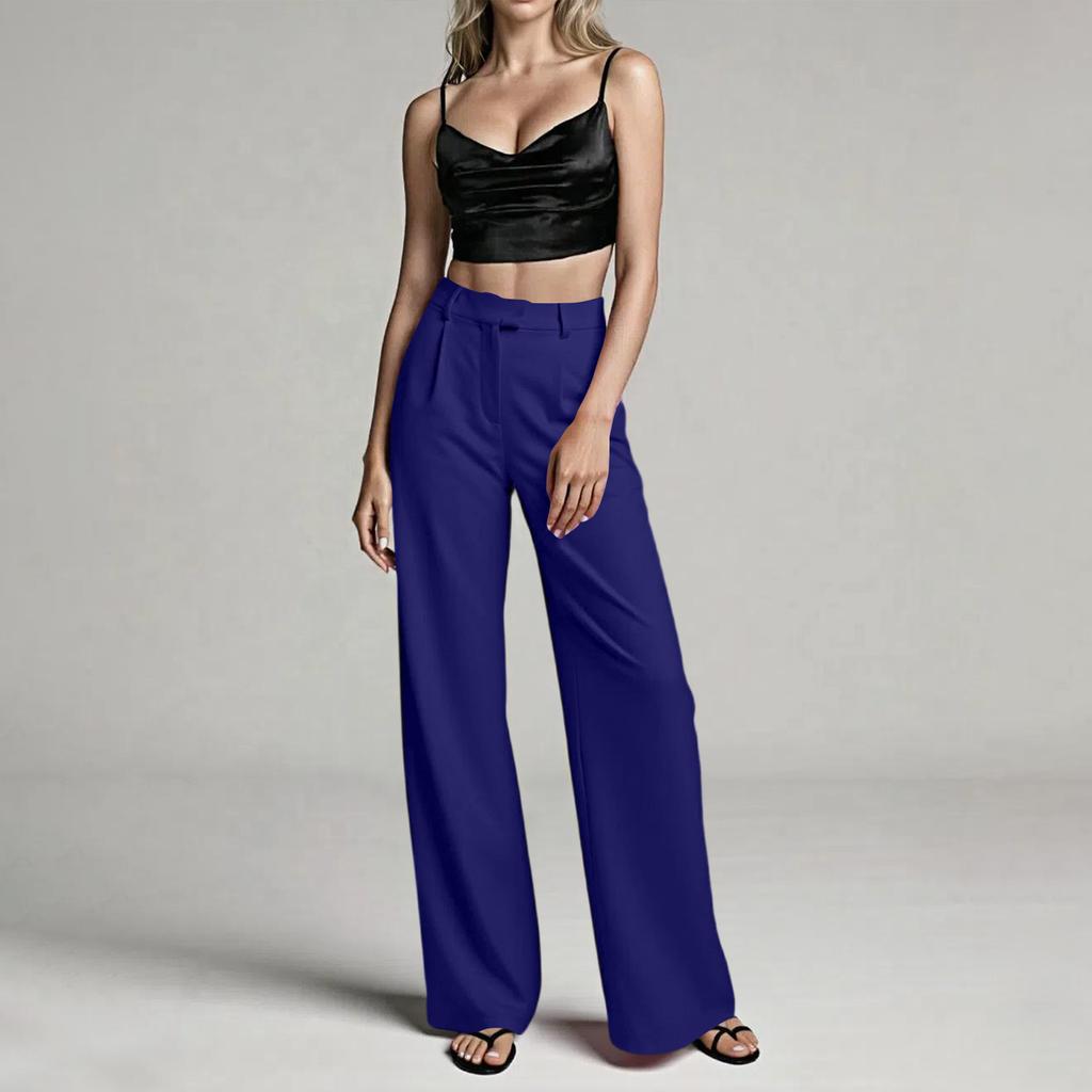 Women's Casual Commute High-Waisted Straight Leg Suit Trousers