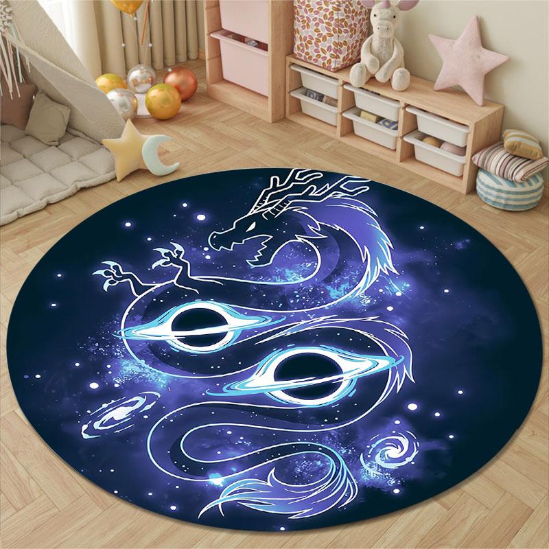 Elegant Round Gothic Multicolor Floor Rug, Non-Slip Floor Mat for Kids Room