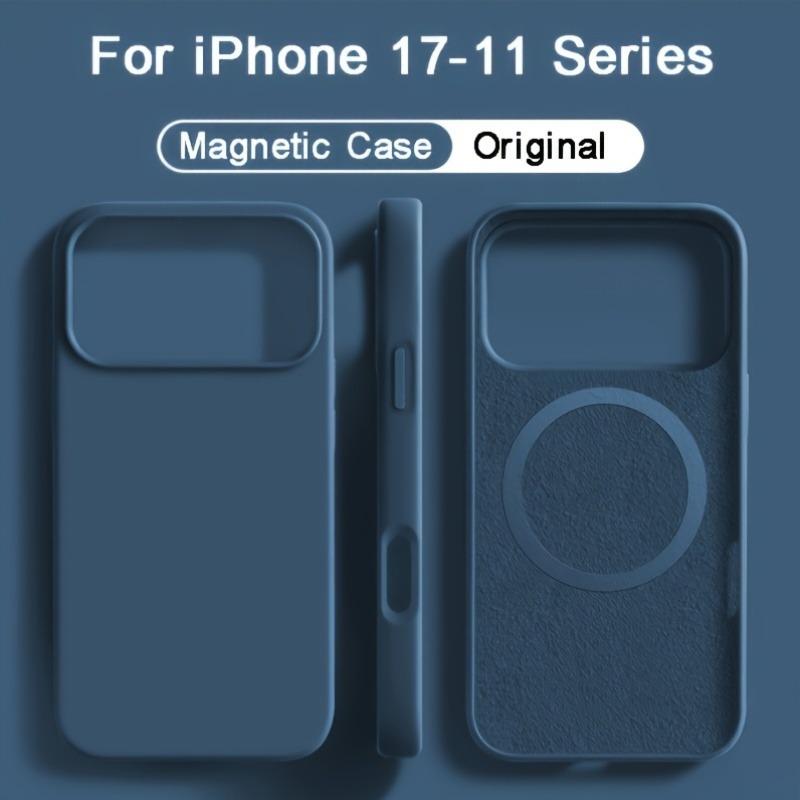For Magsafe Magnetic Liquid Silicone Case For iPhone 17 16 15 14 13 Pro Max 17Pro Air 16Pro Wireless Charge Soft Cases Cover