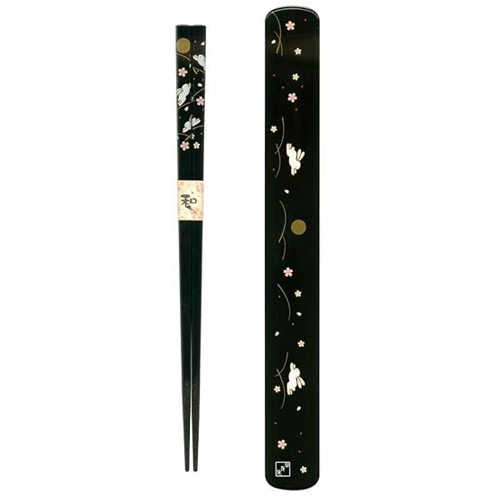 Tanaka Hashi Store Chopsticks & Case Pair, Moon Rabbit, Black, 22.5cm B005UKFZAK