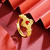 24k oil drop flower hollow opening ring medieval fashion light luxury ring temperament versatile jewelry