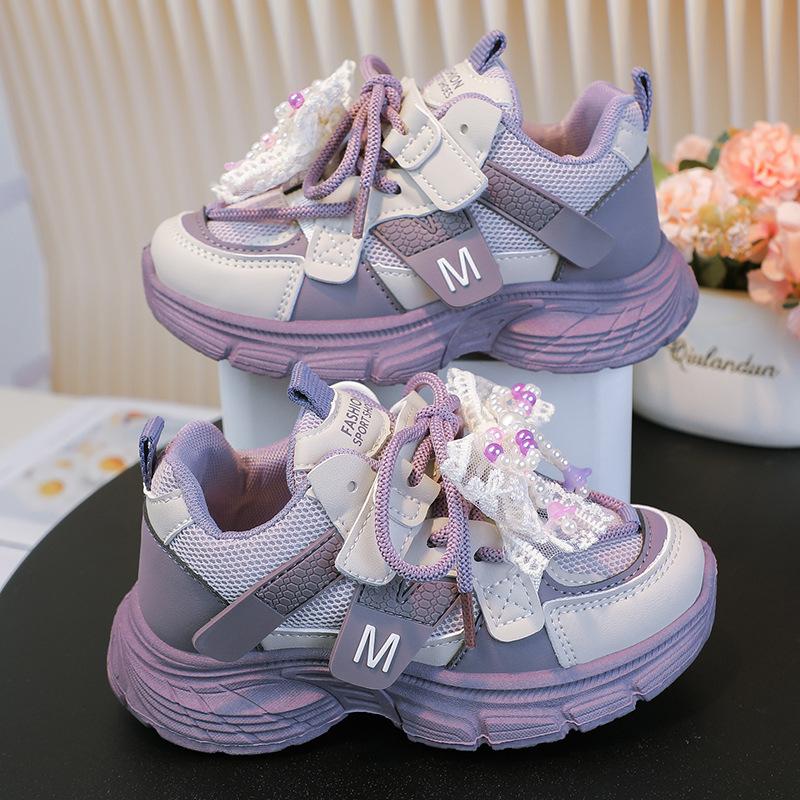 

Children s sports shoes Boys net shoes 2025 spring new soft-soled breathable girls shoes medium and old children s versatile dad shoes 26