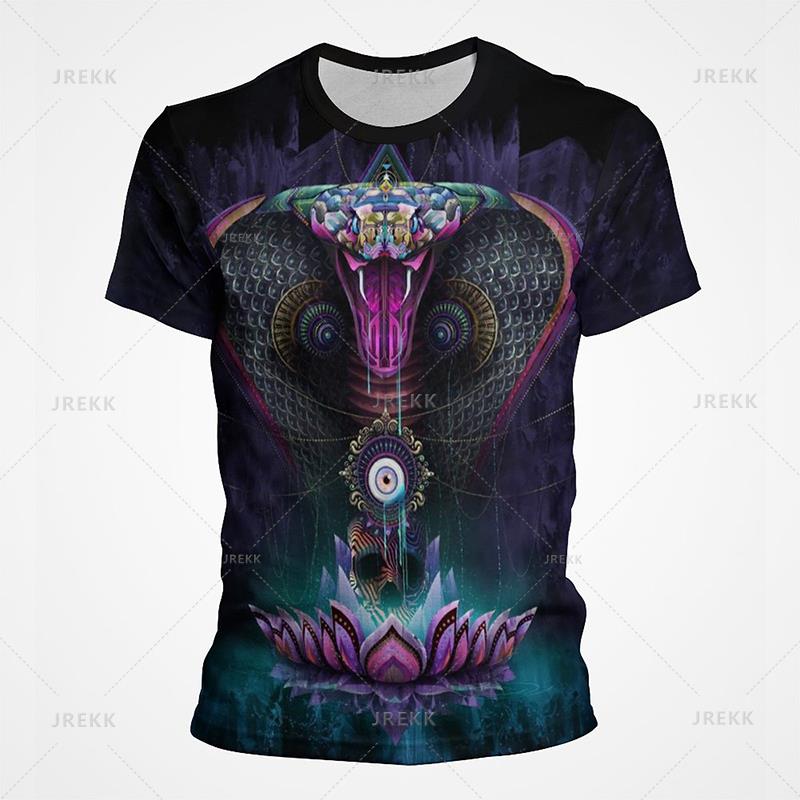 New Summer Snake Graphic Pop T Shirts For Men 3D Horror Animal Printed Tee Shirt Kid Fashion Cool Streetwear Clothes O-neck Tops