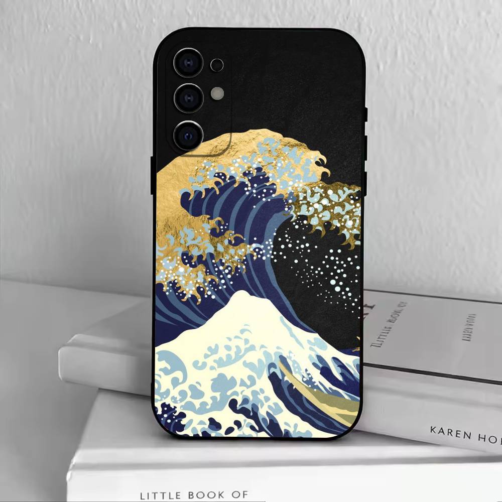 U-kiyo-e Ocean Waves art   Phone Case Black Silicone Soft For Samsung S25,S24,S21,S22,S23,S30,Ultra,S20,Plus,Fe,Lite