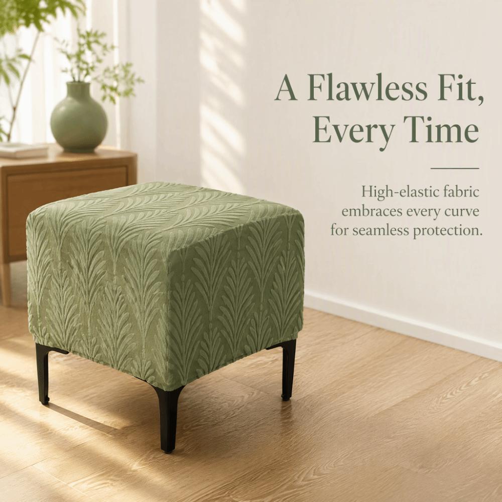 Square Shaped Ottoman Dust Protector Jacquard Velvet Bench Storage Cover  Storage Ottoman Shield