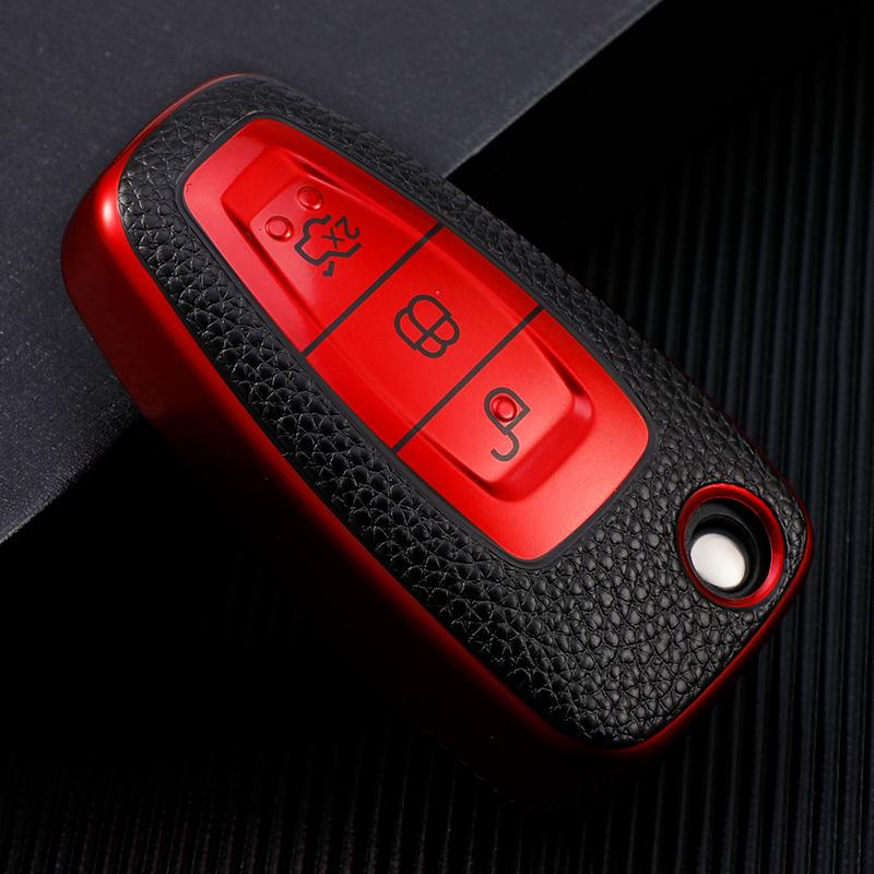 Leather TPU Car Smart Key Full Cover Case Fob Shell for Ford Focus 2 3 4 MK2 MK3 MK4 Mondeo Galaxy Fiesta Kuga Escape Ecosport