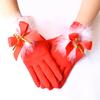 Christmas Santa Claus Festive Gloves Furry Cuff Red Fur Glove Christmas White Velvet