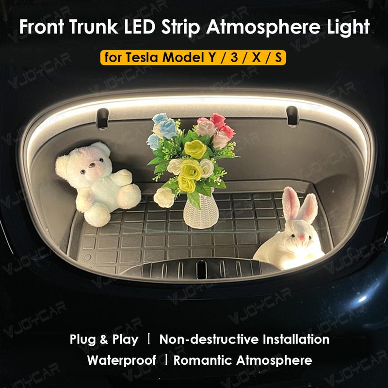 VJOYCAR New Model Y 3 Rear Trunk Front Frunk Brighten LED Strip Lighting Waterproof Flexible Light Cigarette Lighter Plug & Play