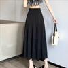 Black High-waisted A-line Mid Skirt Women's Spring Autumn Elegant White Long Pleated Skirts