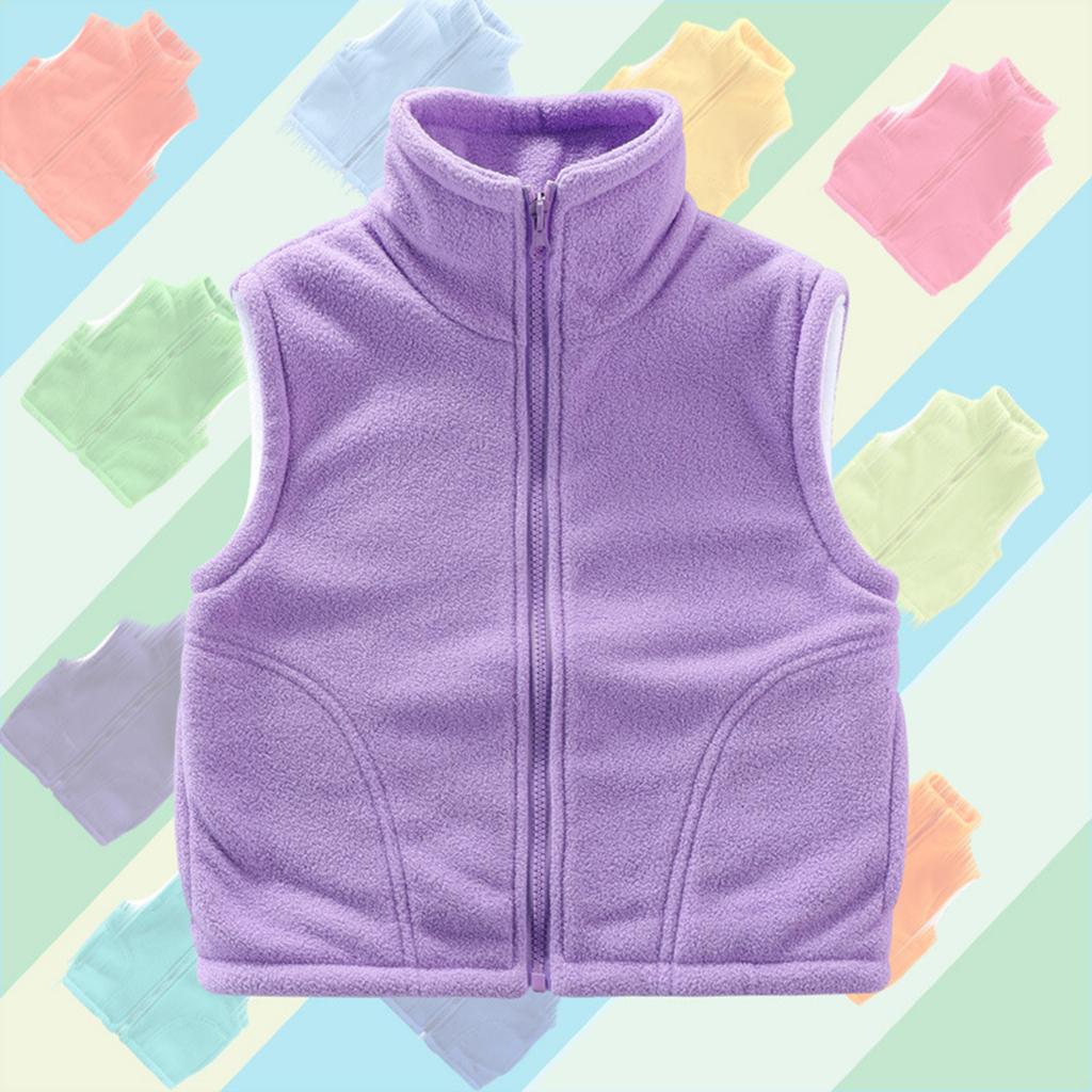 Children's Solid-color Vests Thickened Cardigan Jackets For Girls And Boys