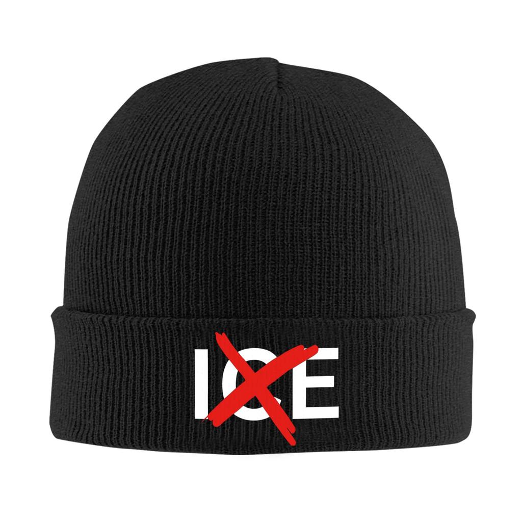 Anti ICE Abolish Ice Logo Knitted Hat Beanie Hats Kpop Elastic Unisex Adult Bonnet Hats Autumn Winter Graphic Cool Caps Gift
