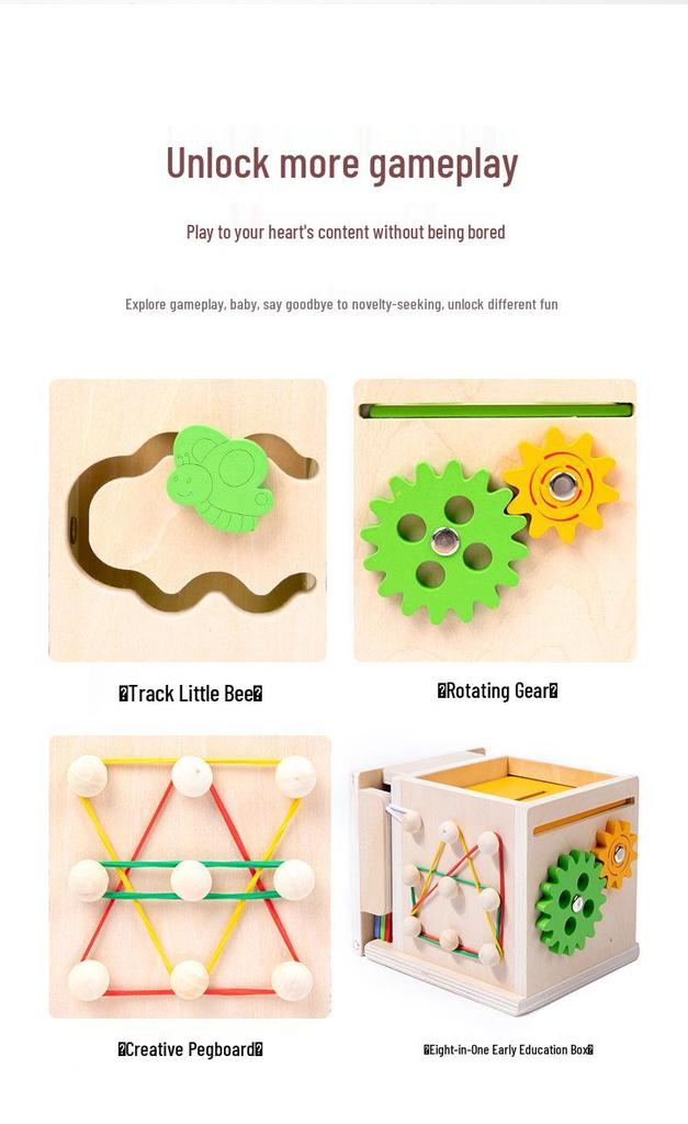 Children's Wooden Educational Toy: Radish Pulling, Bug Catching, Fishing, and Nail Board
