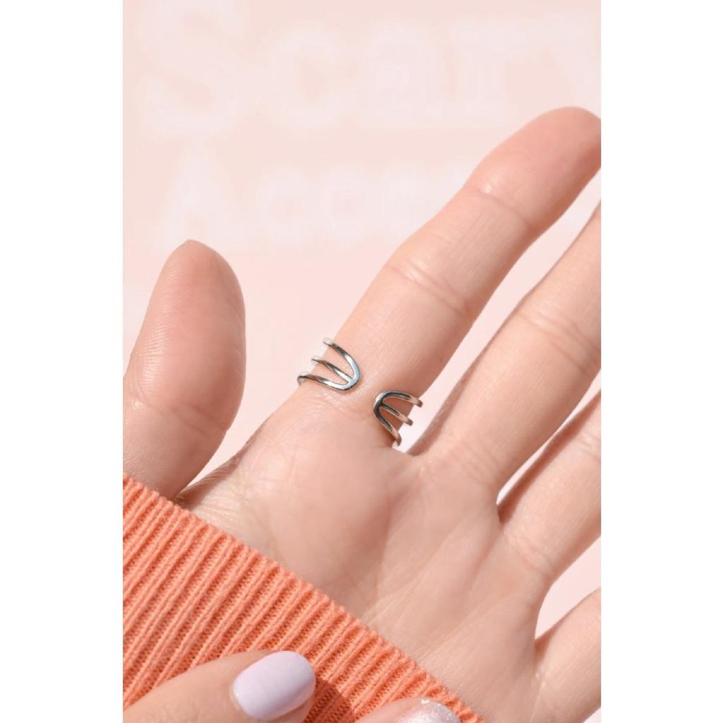 Moon And Star Detailed Ring Joint Ring