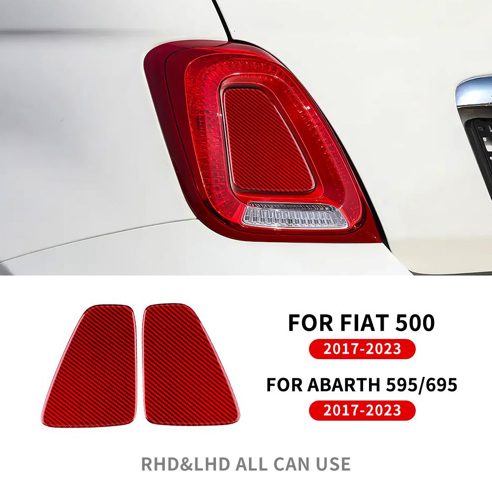 Echte Weiche Kohlefaser Heckleuchten-Abdeckung Zierleiste Passend für Fiat 500 Abarth 595 695 2017 2018 2019-2023 Außen Zubehör