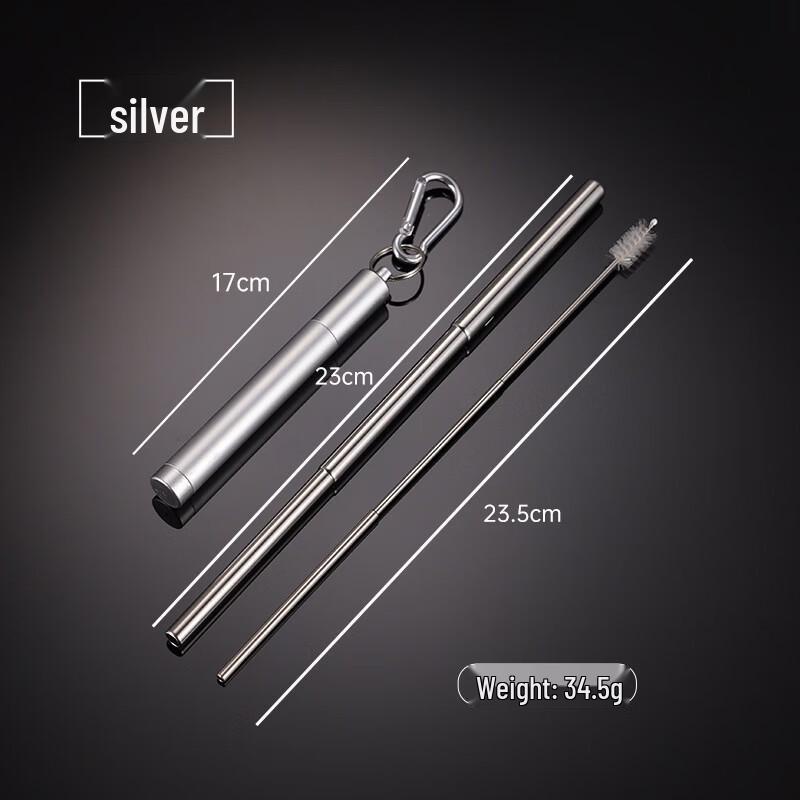 Qianxing 304 Stainless Steel Retractable Straw Set