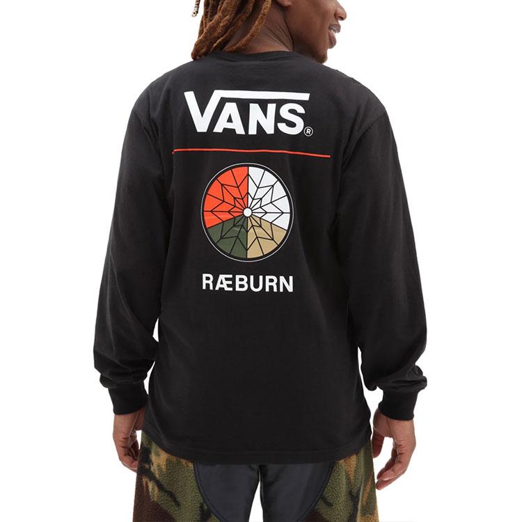 Vans X Raeburn Logo Print Crew Neck Pullover Long Sleeve T-Shirt Unisex Tops Black VN0A7SOZBLK